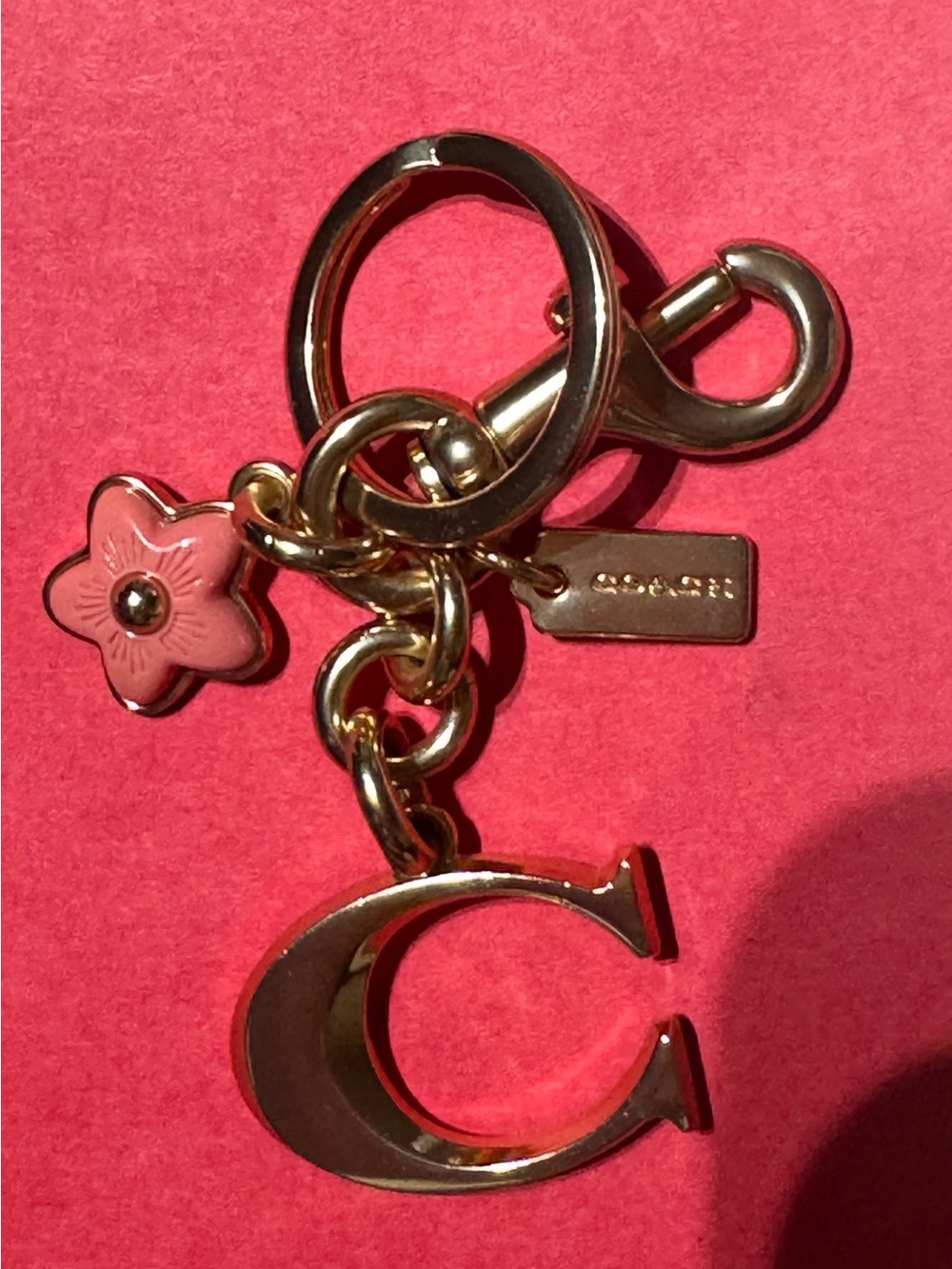 Coach Tea Rose Gold-Tone Keyring Bag Charm - Picture 12 of 16